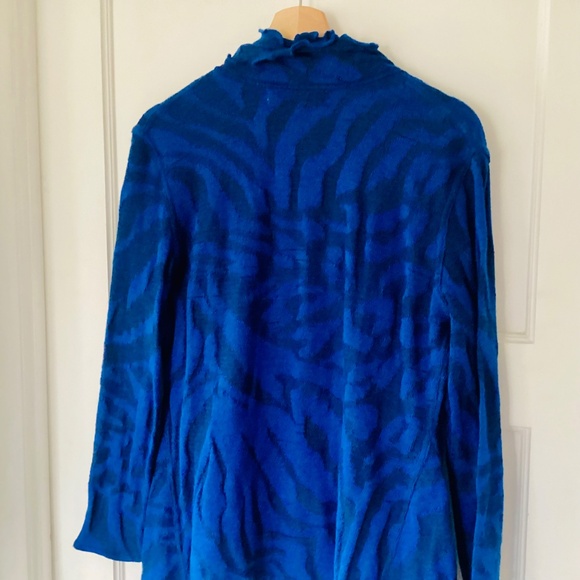 Peruvian Link Alpaca Collection Blue Ruffled Cardigan Size L Made in Peru Artsy - Picture 12 of 15